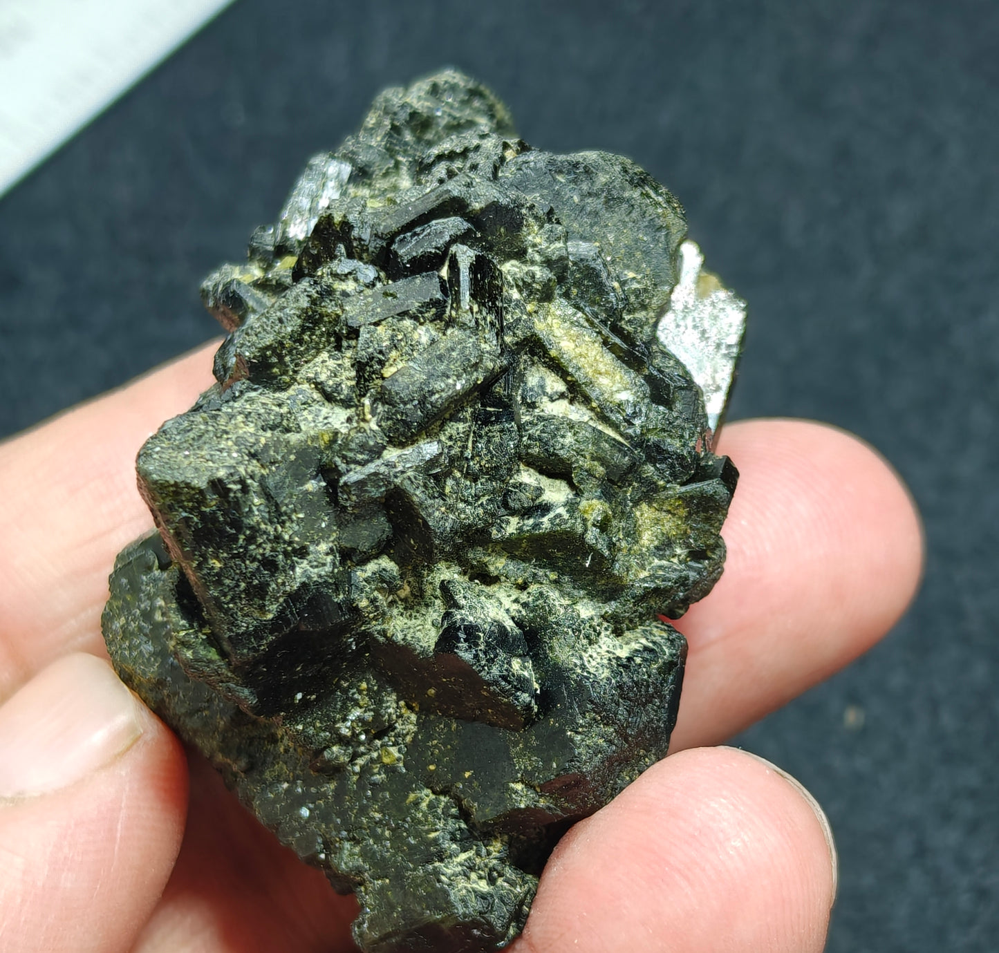 Natural dark green color epidote crystal 77 grams