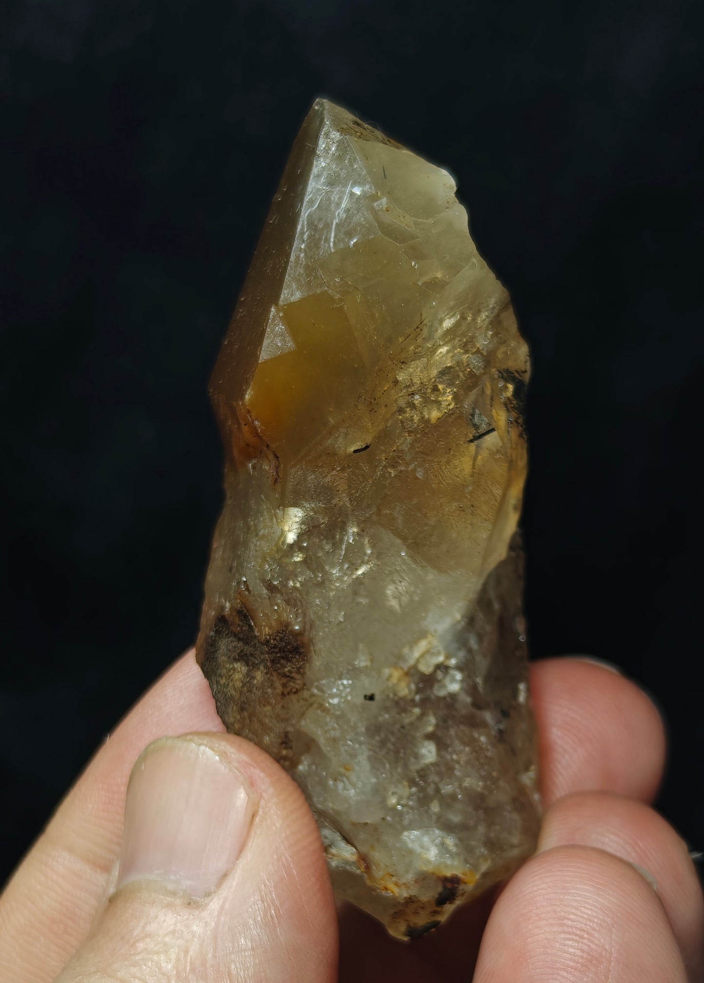 Astrophyllite included terminated Quartz Crystal 58 grams
