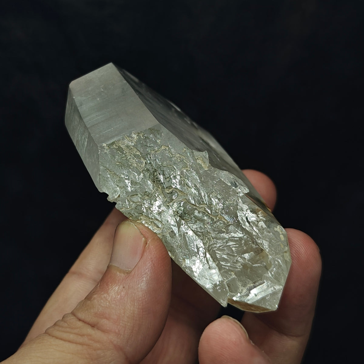 Natural faden quartz crystal with chlorite inclusions 172 grams