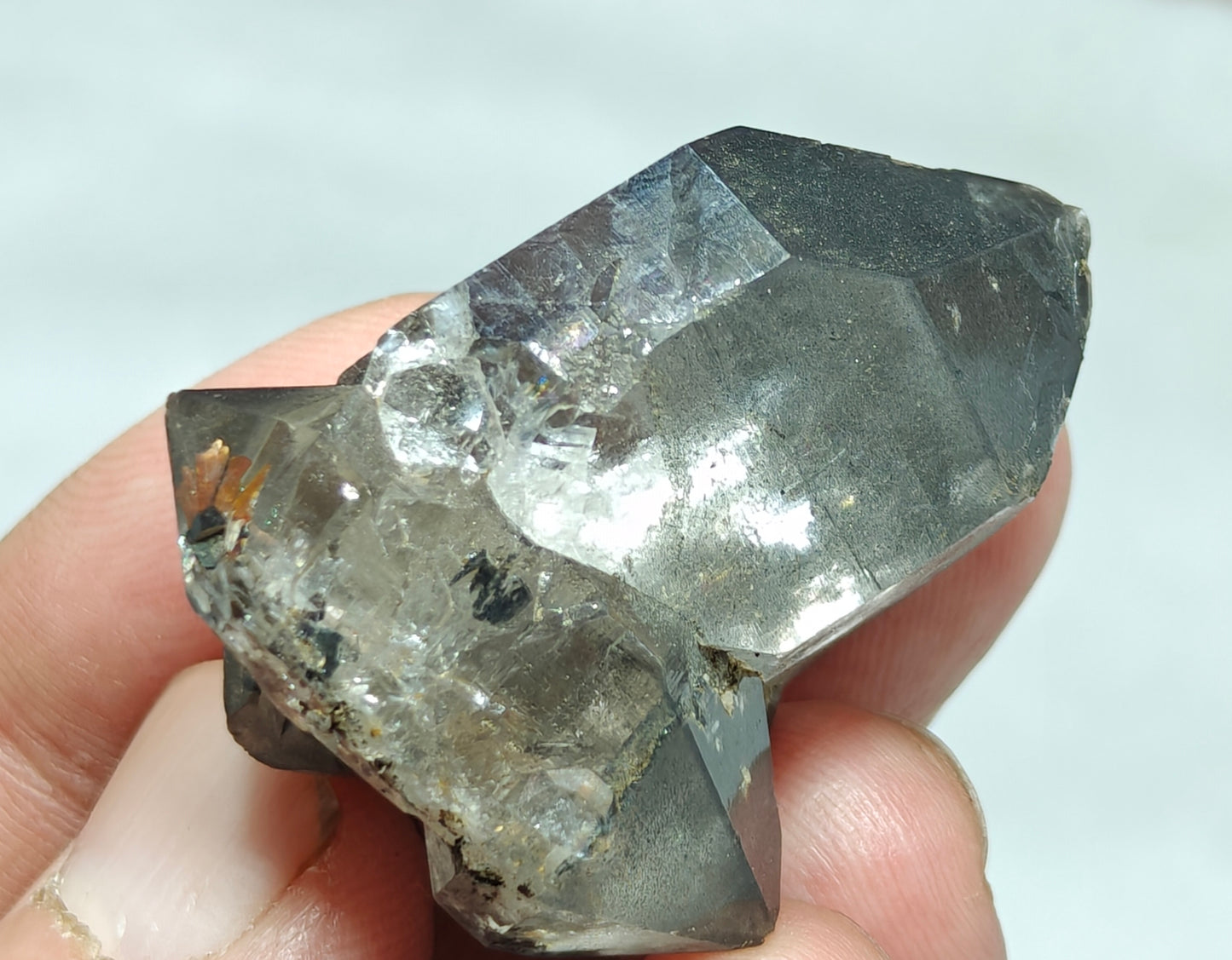 Natural smoky quartz crystal with rutiles inclusions 29 grams