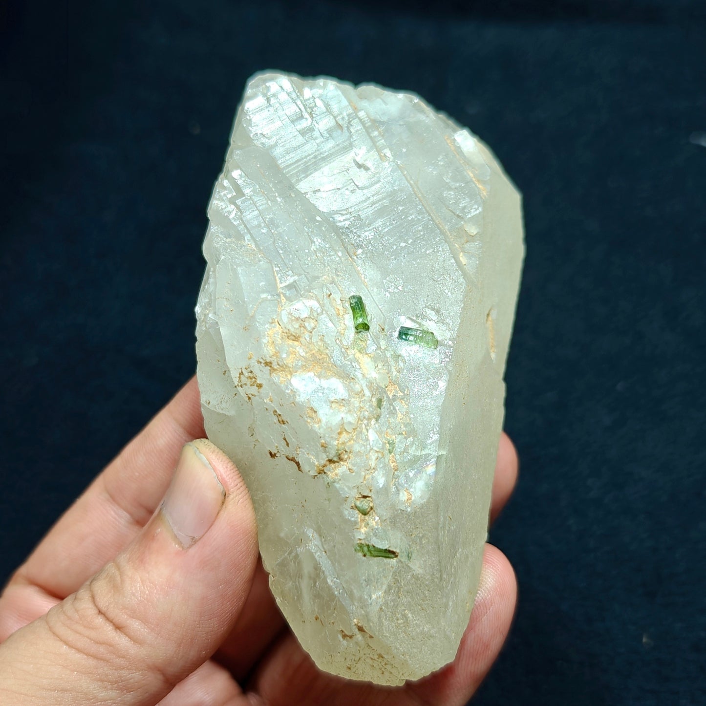 Natural quartz with green Tourmalines 265 grams