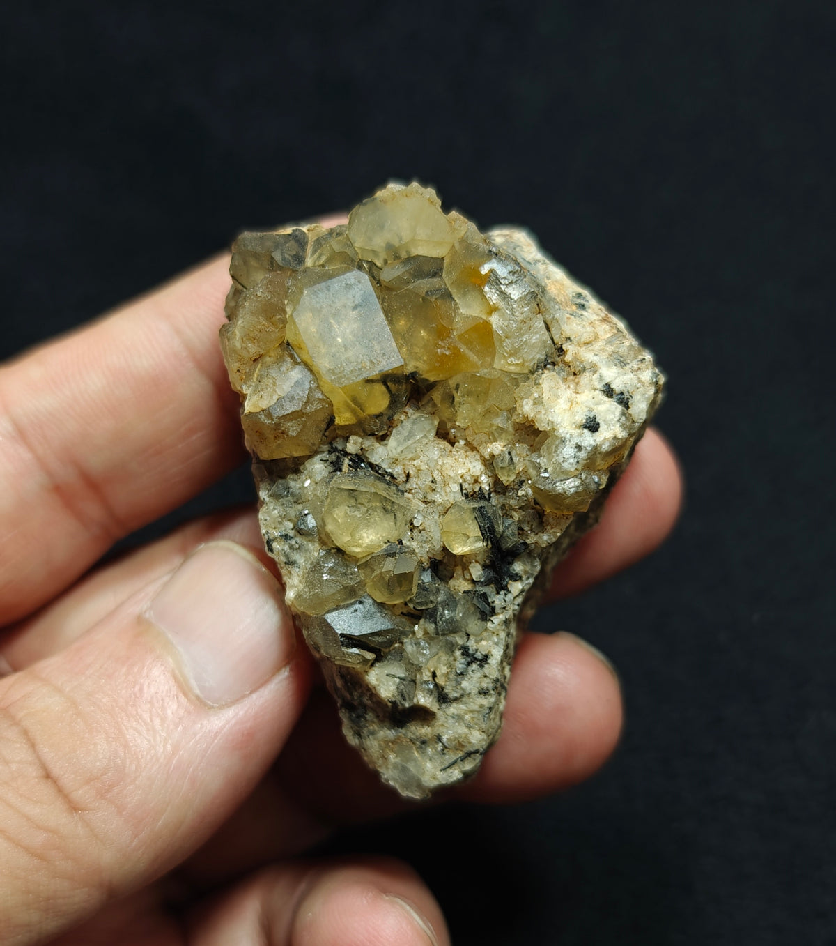 Astrophyllite included Quartz Crystals cluster with aegirine inclusions 66 grams