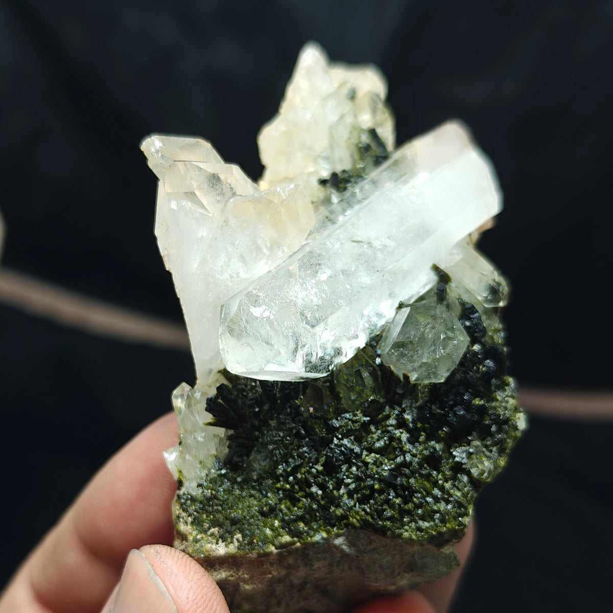 Natural Epidote quartz cluster 137 grams