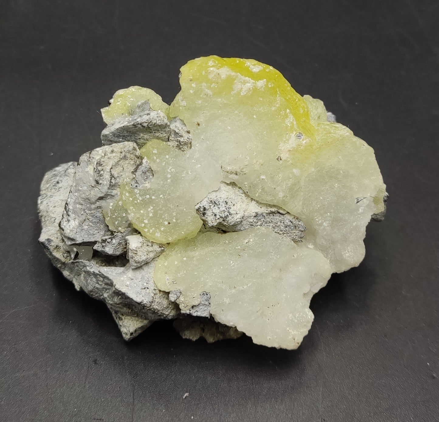 Natural Yellow brucite on Matrix with Chromite 108 grams