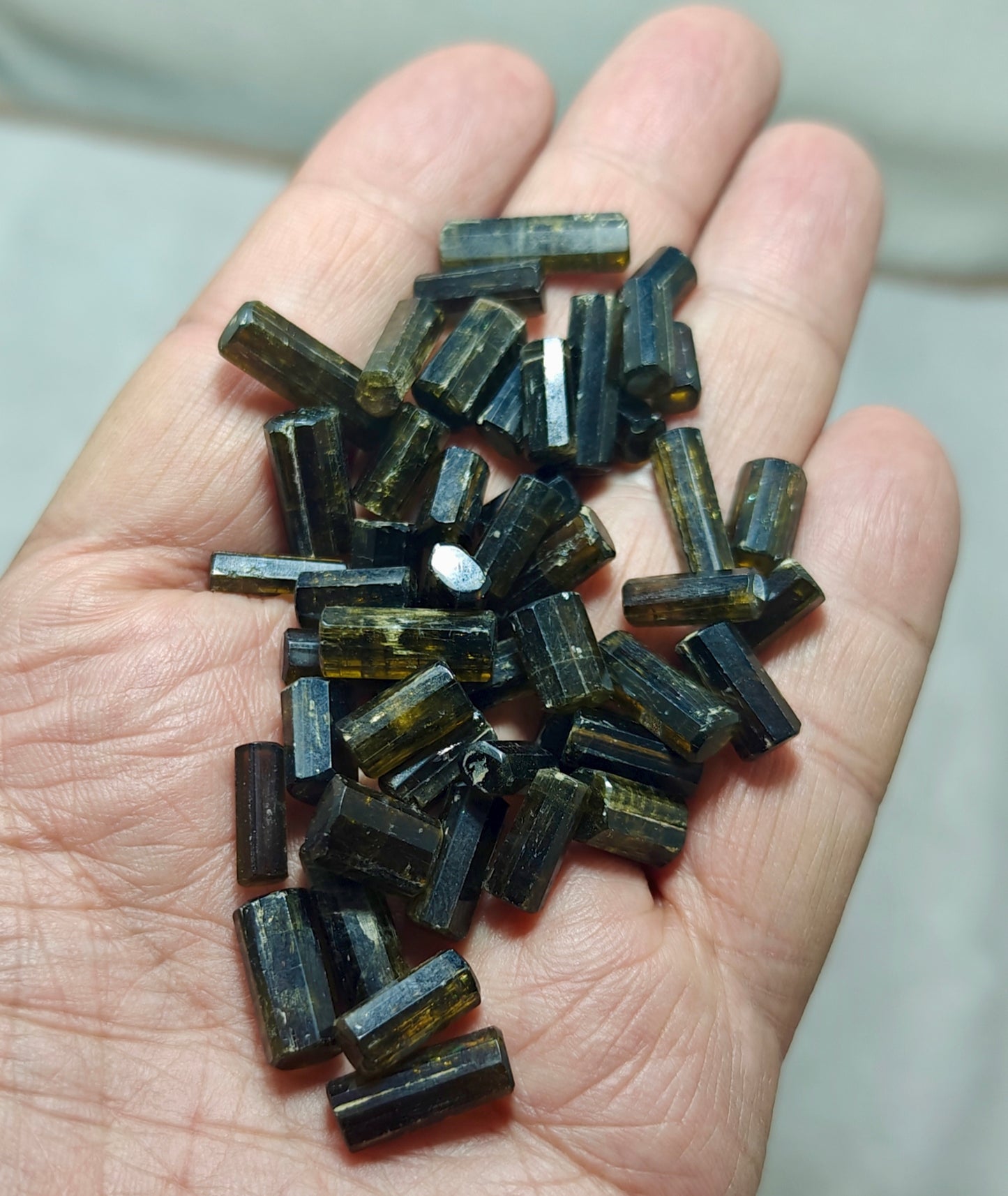 An amazing lot of aesthetic epidote crystals polished surfaces 86 grams