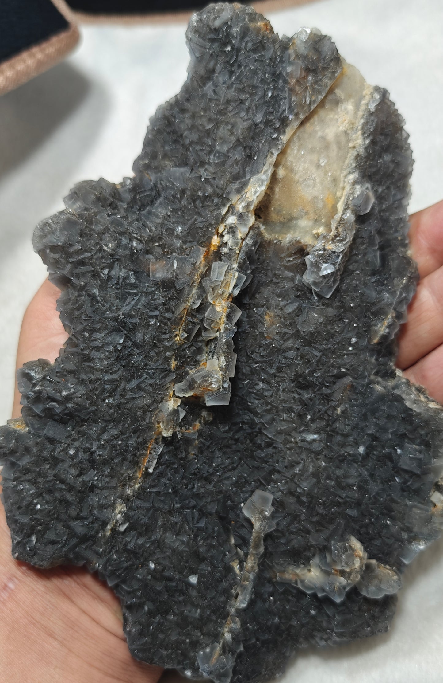 Cubic fluorite crystals cluster 666 grams