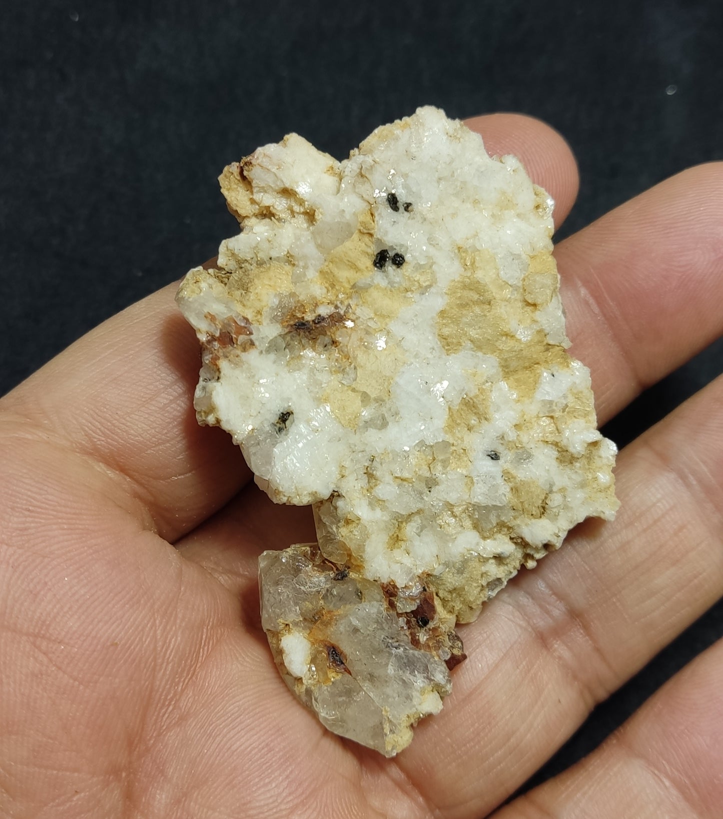 Natural spessartine Garnets specimen on matrix with quartz and albite 30 grams
