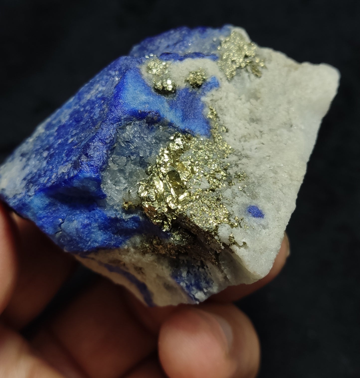 An aesthetic specimen of Lazurite with Pyrite on Matrix 196 grams