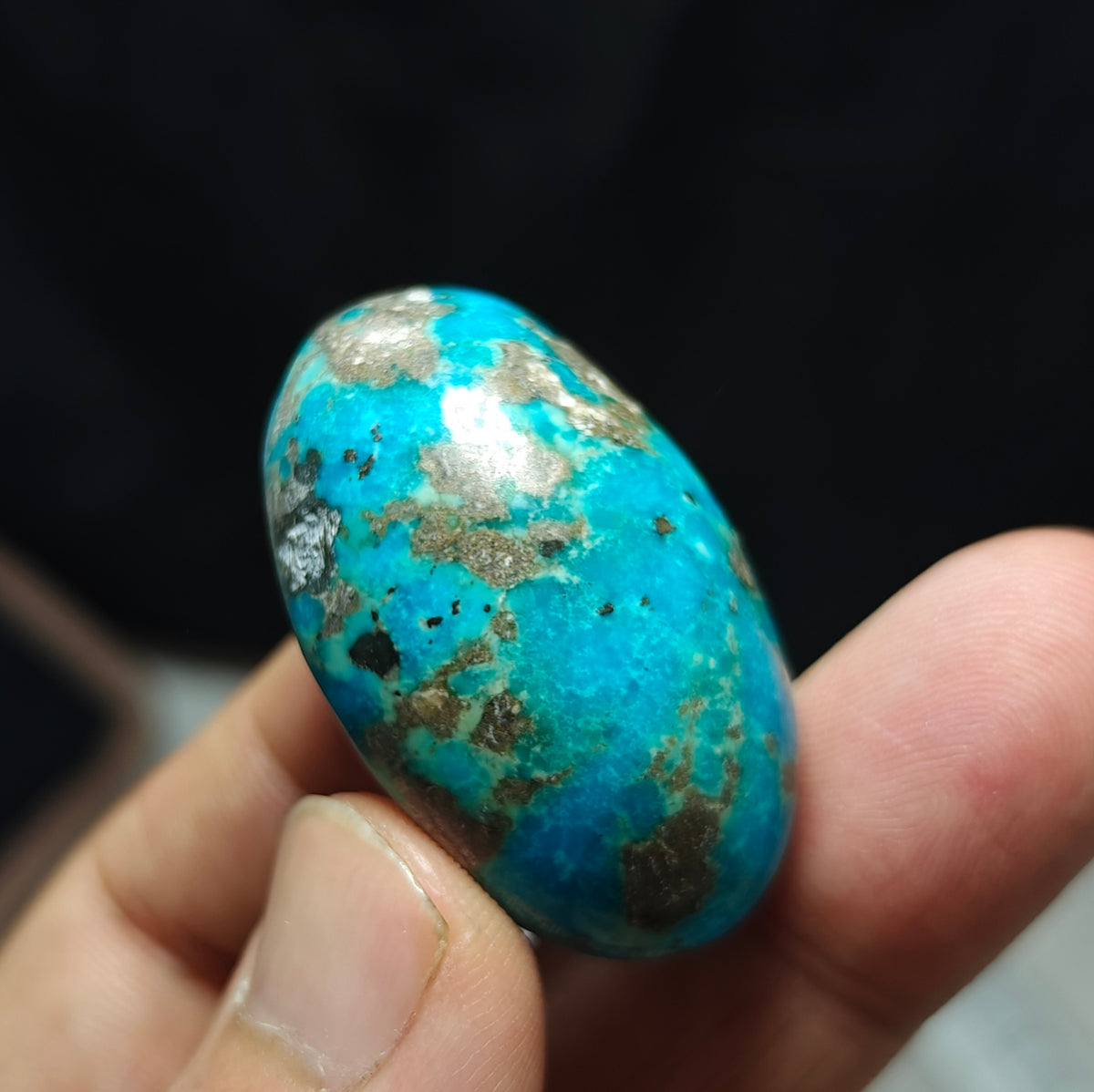 Single amazing natural turquoise cabochon with Pyrite 27.4 grams