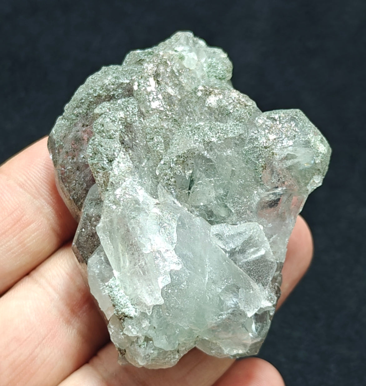 Light Purple Apatite with Green Inclusions of Byss-olite 115 grams