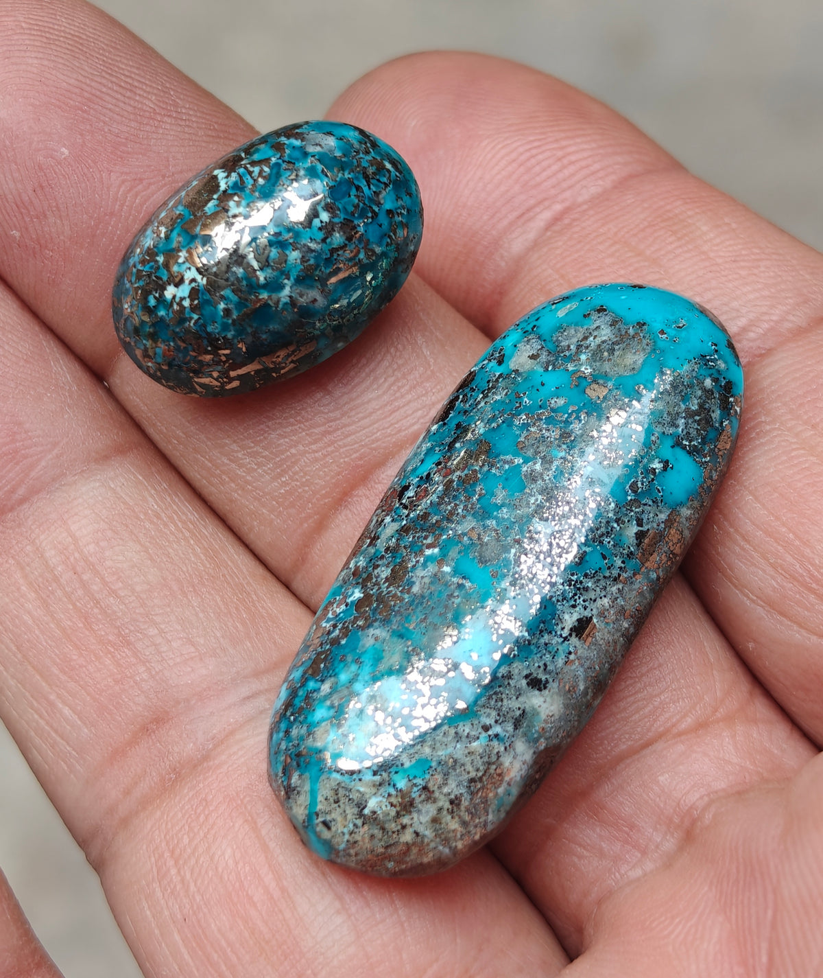 Natural stabilized turquoise cabochon collection 83 grams