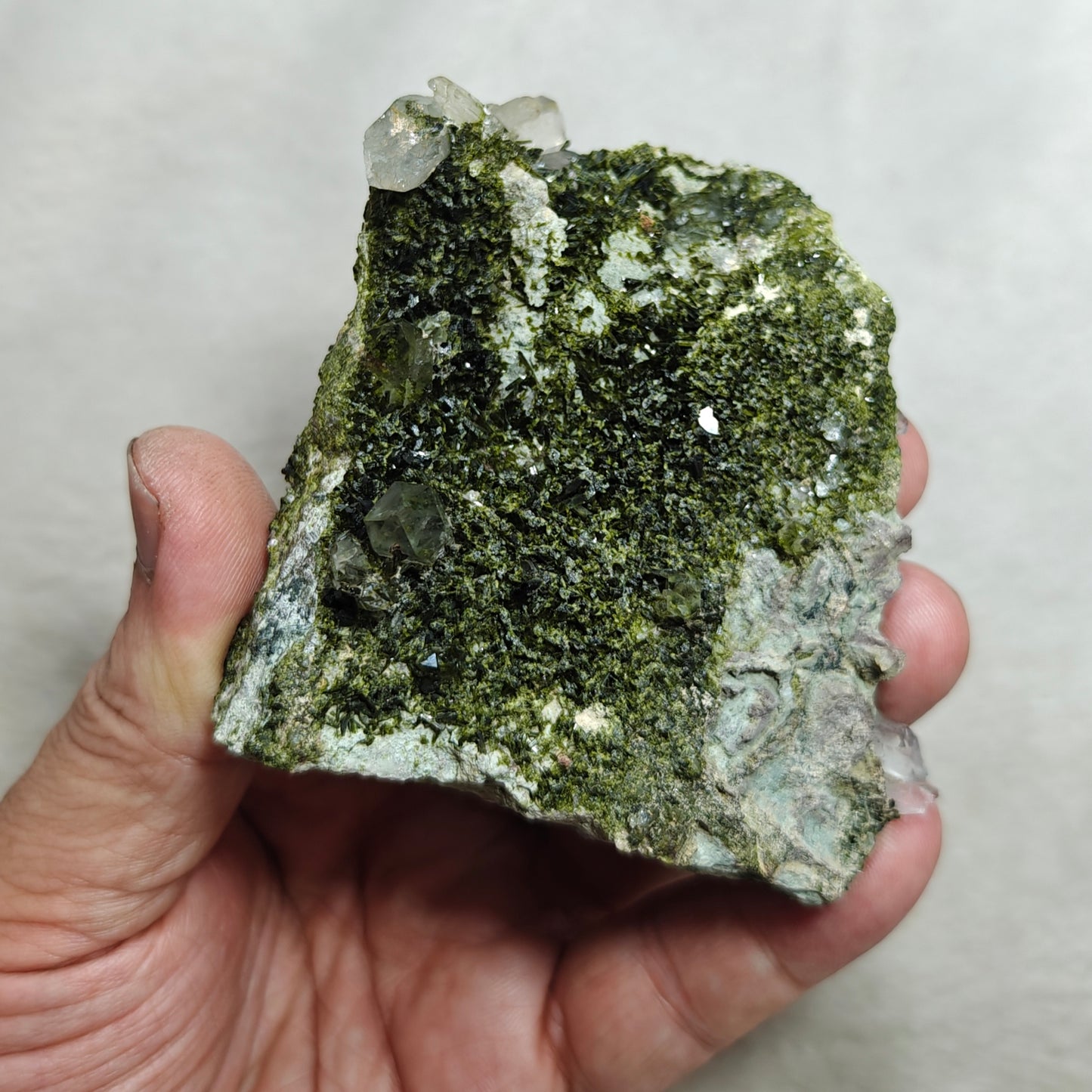 Natural double sided quartz and Epidote specimen 194 grams