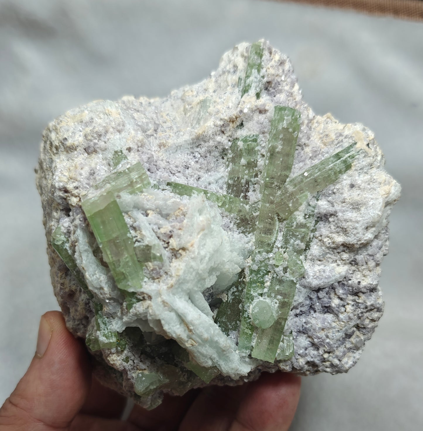 Bicolor Tourmalines crystals on matrix with lepidolite 1105 grams