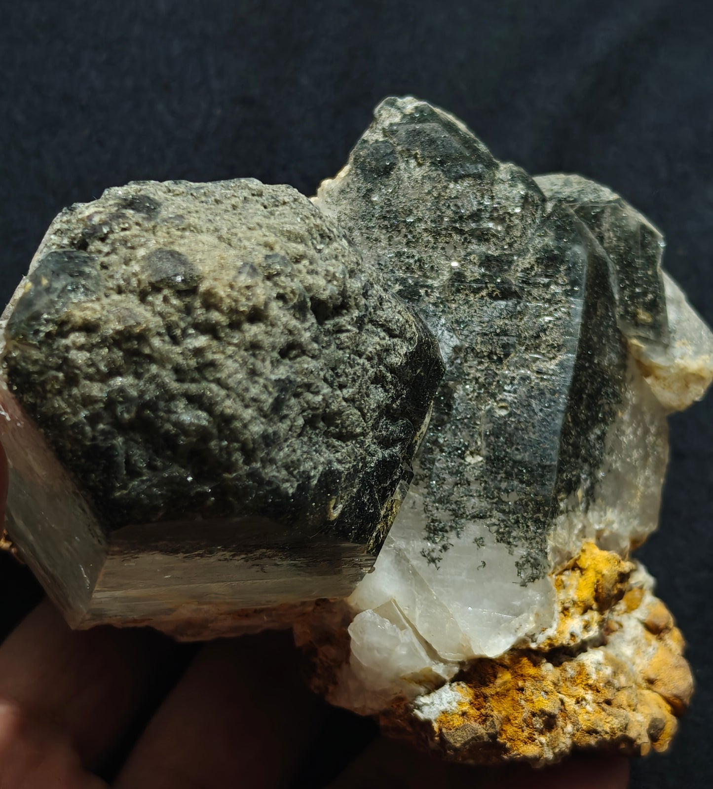 Natural etched Chlorite Quartz with siderite specimen 968 grams