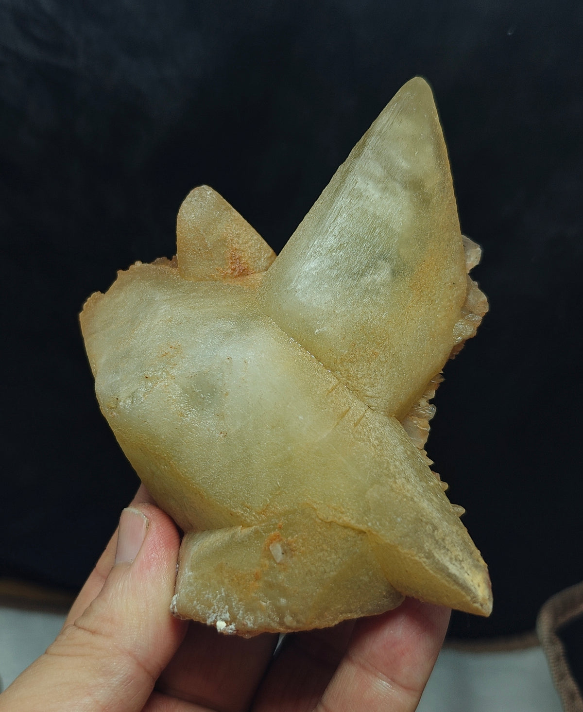 Natural Dogtooth calcite cluster beautiful terminations 415 grams