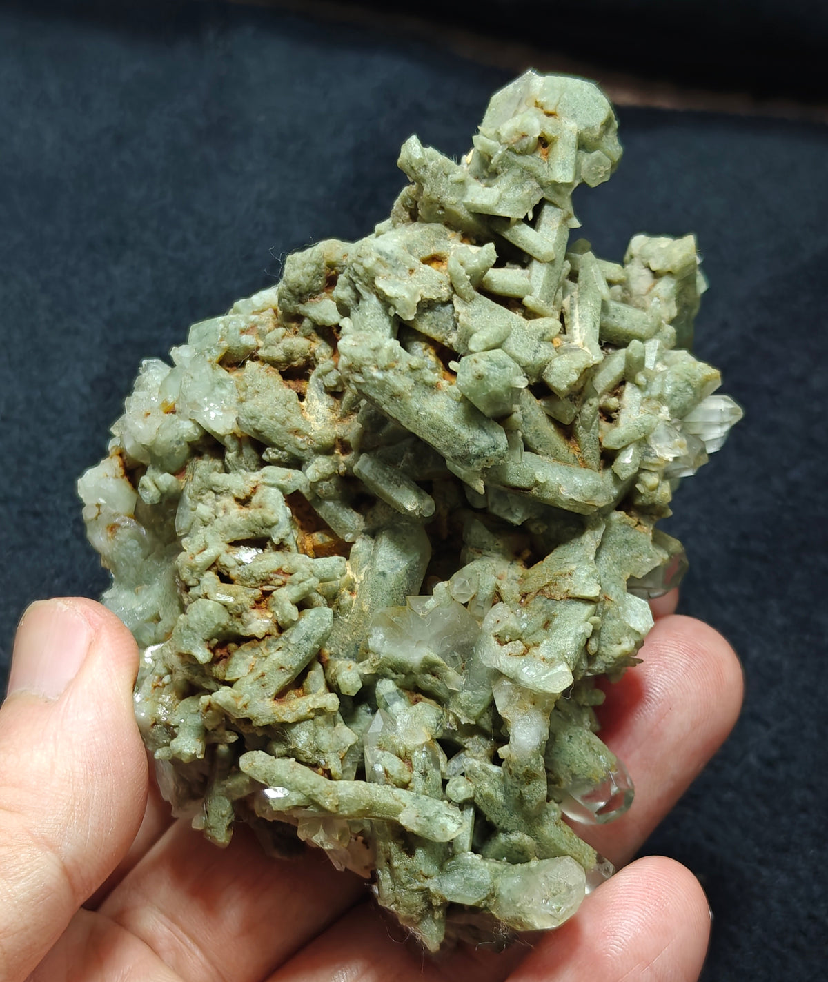 Terminated Chlorite Quartz crystals cluster 194 grams