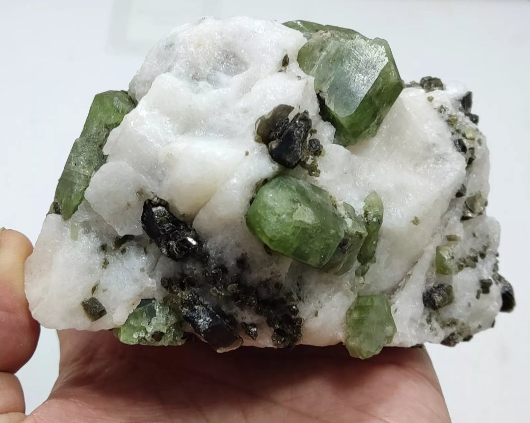 Diopside crystals on matrix with black/dark brown mica 811 grams