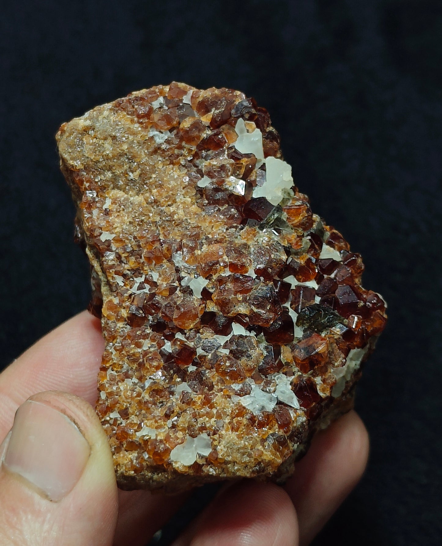 Double sided Hessonite Garnet clusters on matrix 164 grams