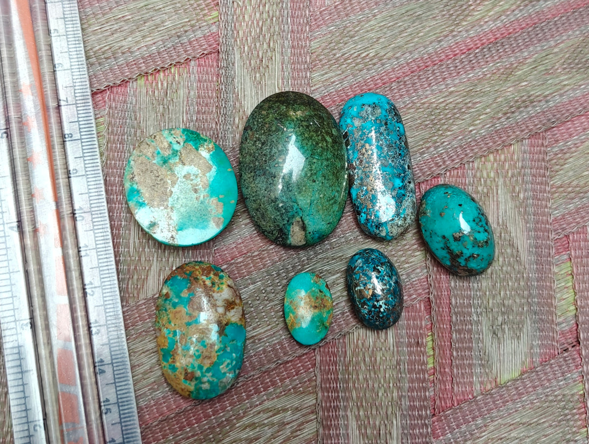 Natural stabilized turquoise cabochon collection 83 grams