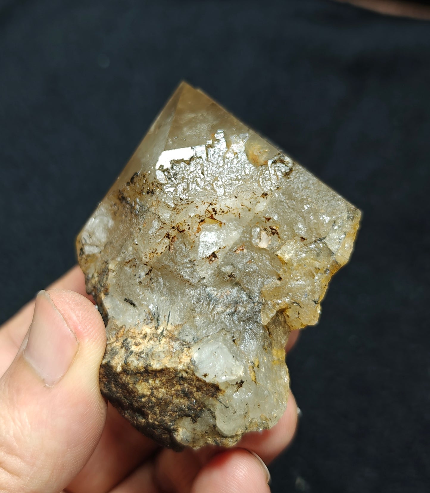 Natural astrophyllite quartz crystal with aegirine inclusions 143 grams