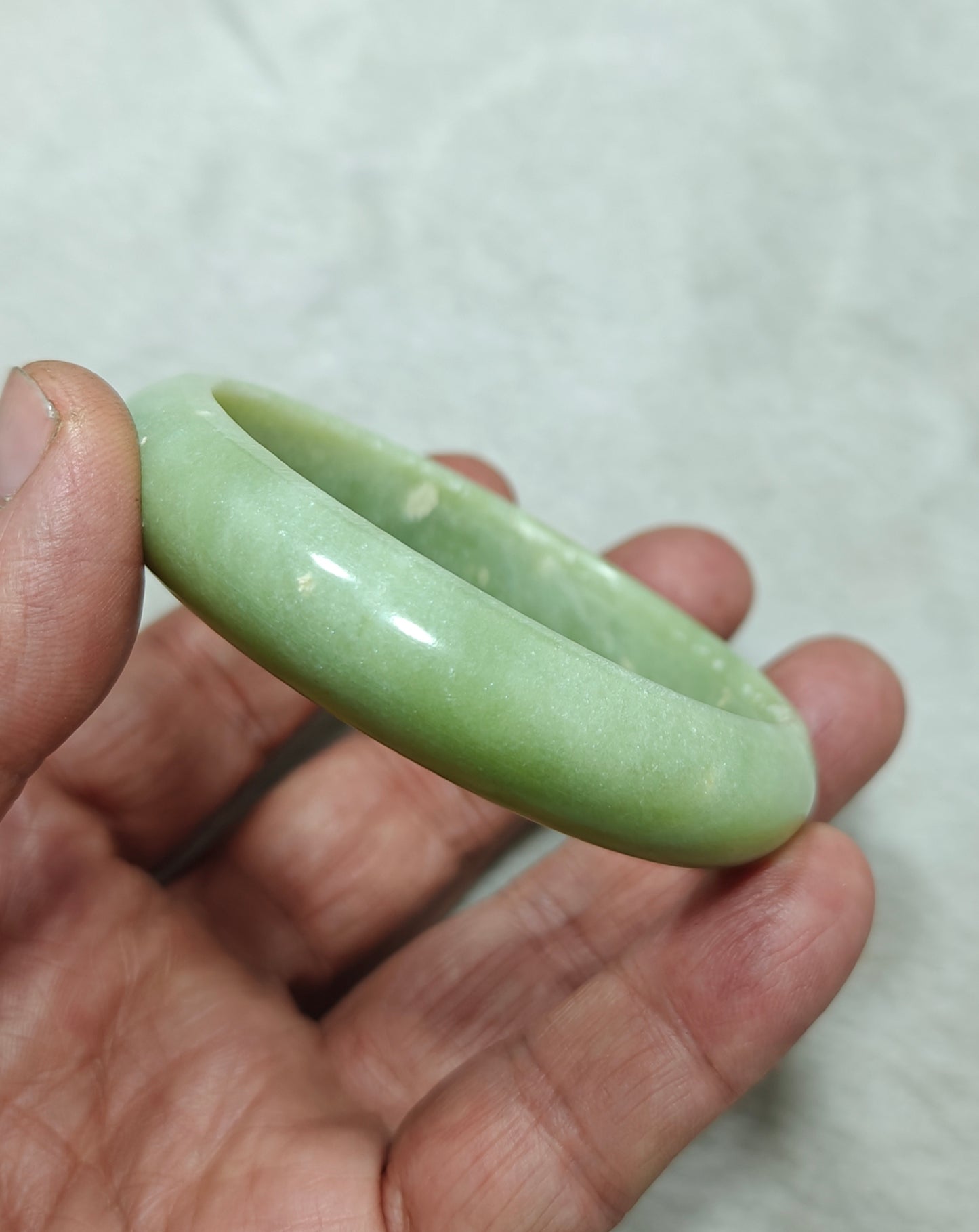 65 mm Size natural serpentine Bangle olive green color