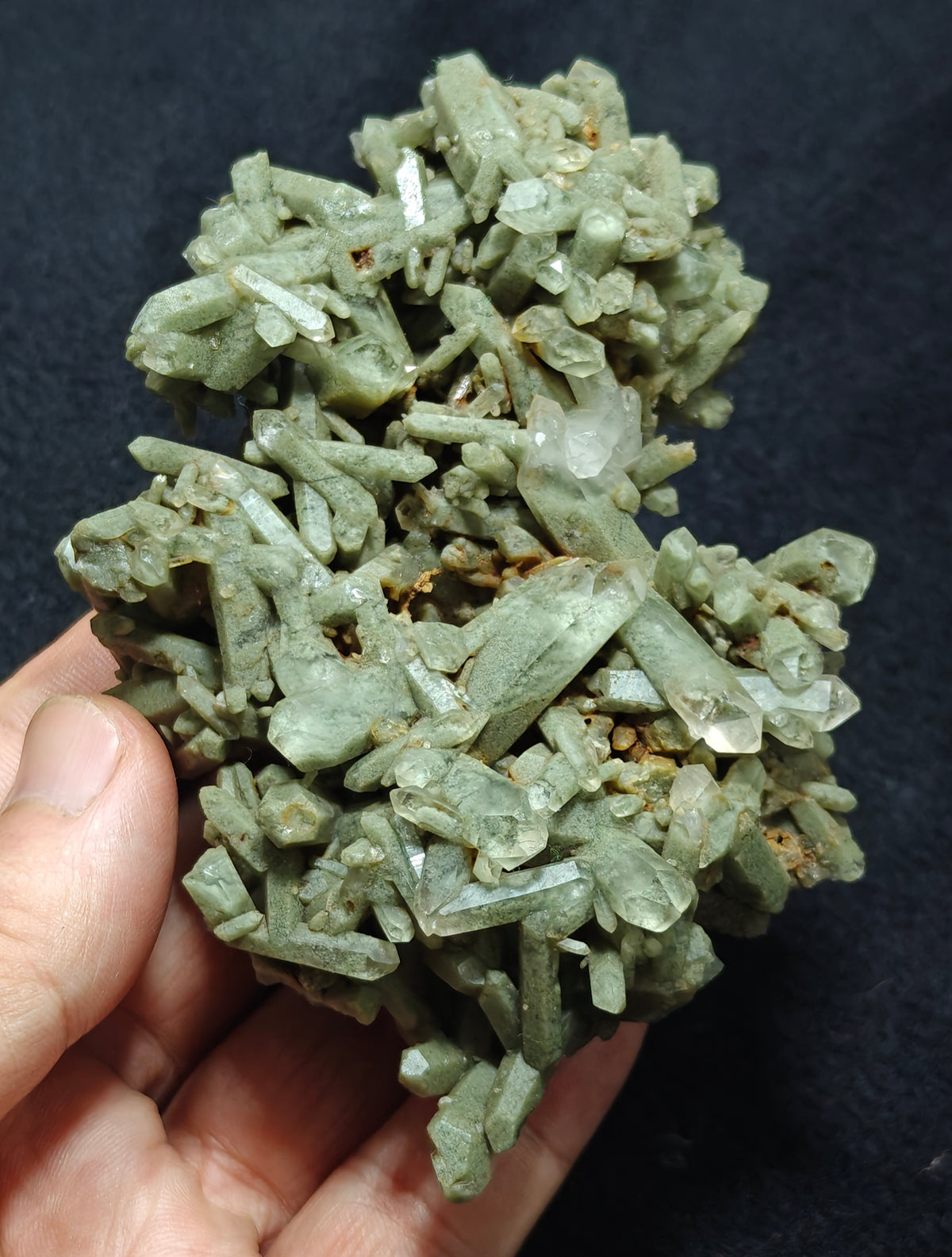 Chlorite Quartz crystals cluster 224 grams