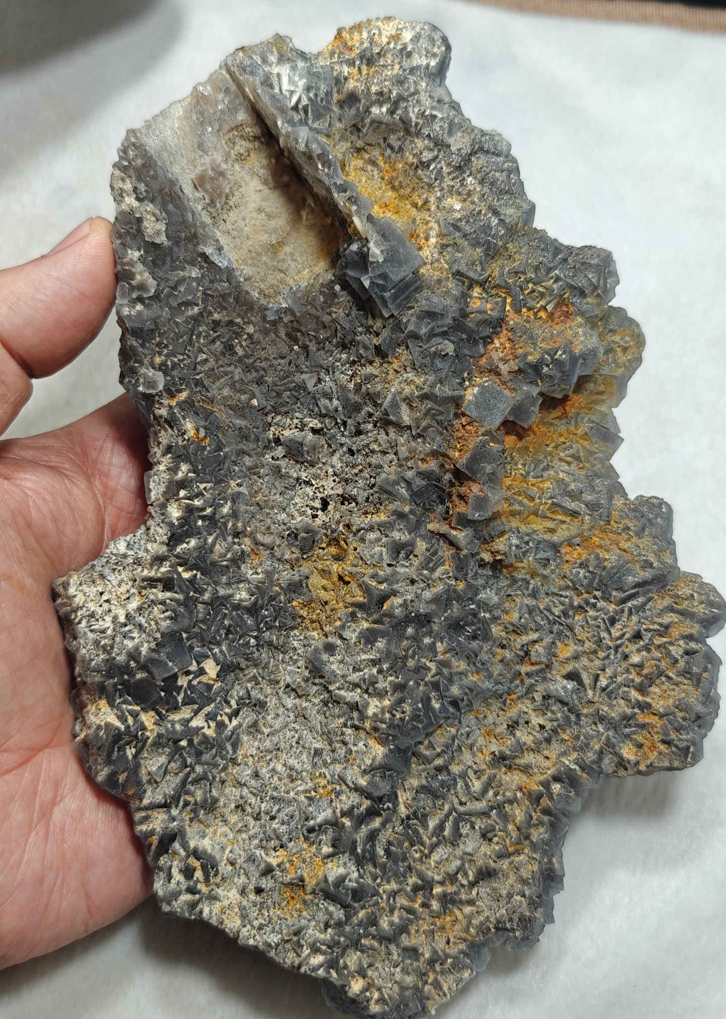 Cubic fluorite crystals cluster 666 grams