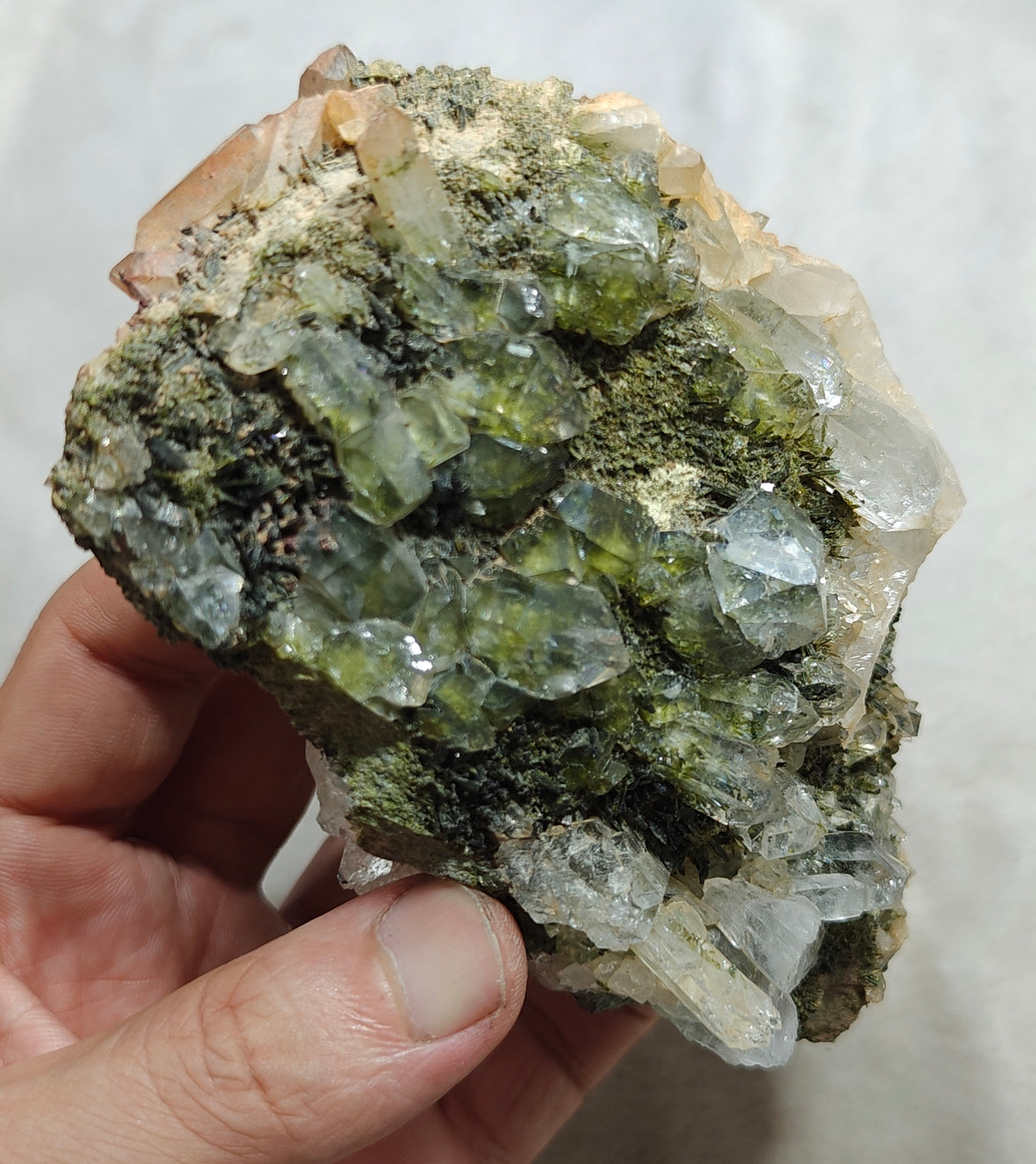 Natural Quartz and Epidote cluster 800 grams