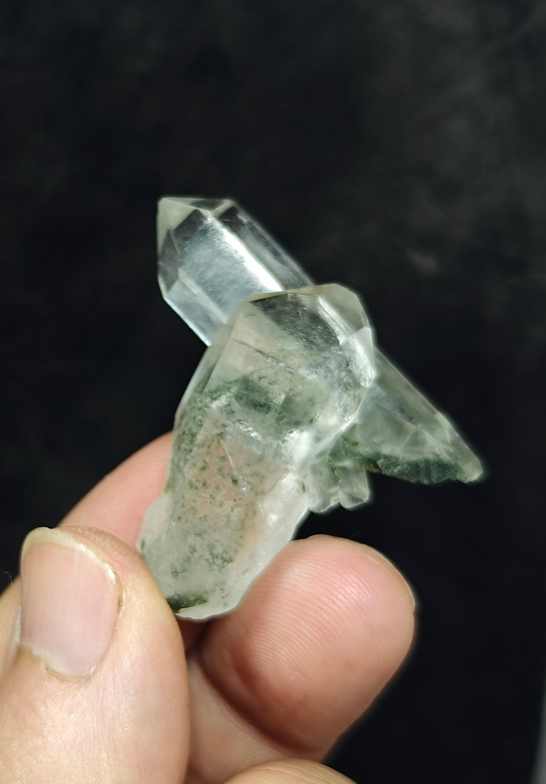 Natural chlorite quartz crystal cross formation 19 grams
