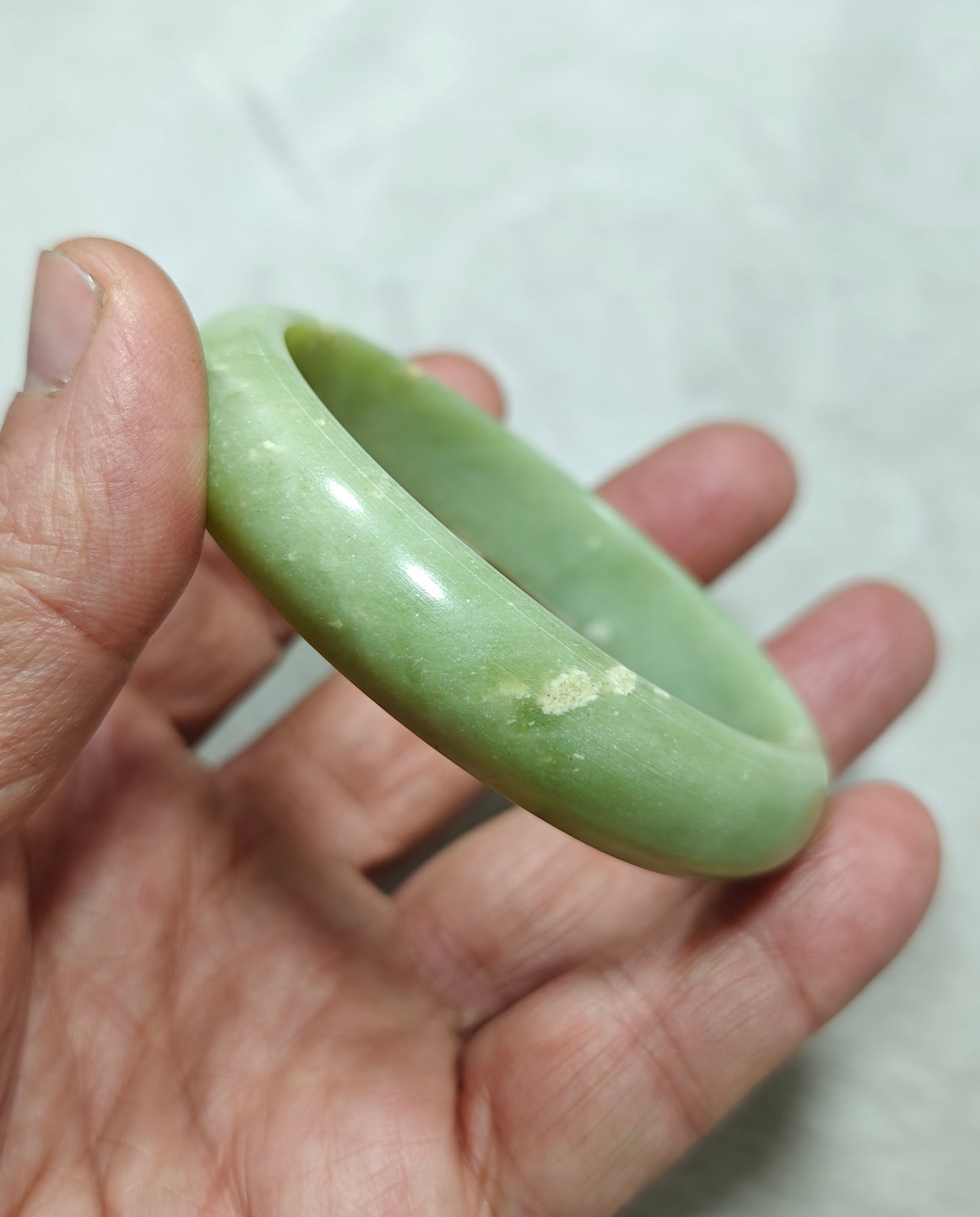65 mm Size natural serpentine Bangle olive green color