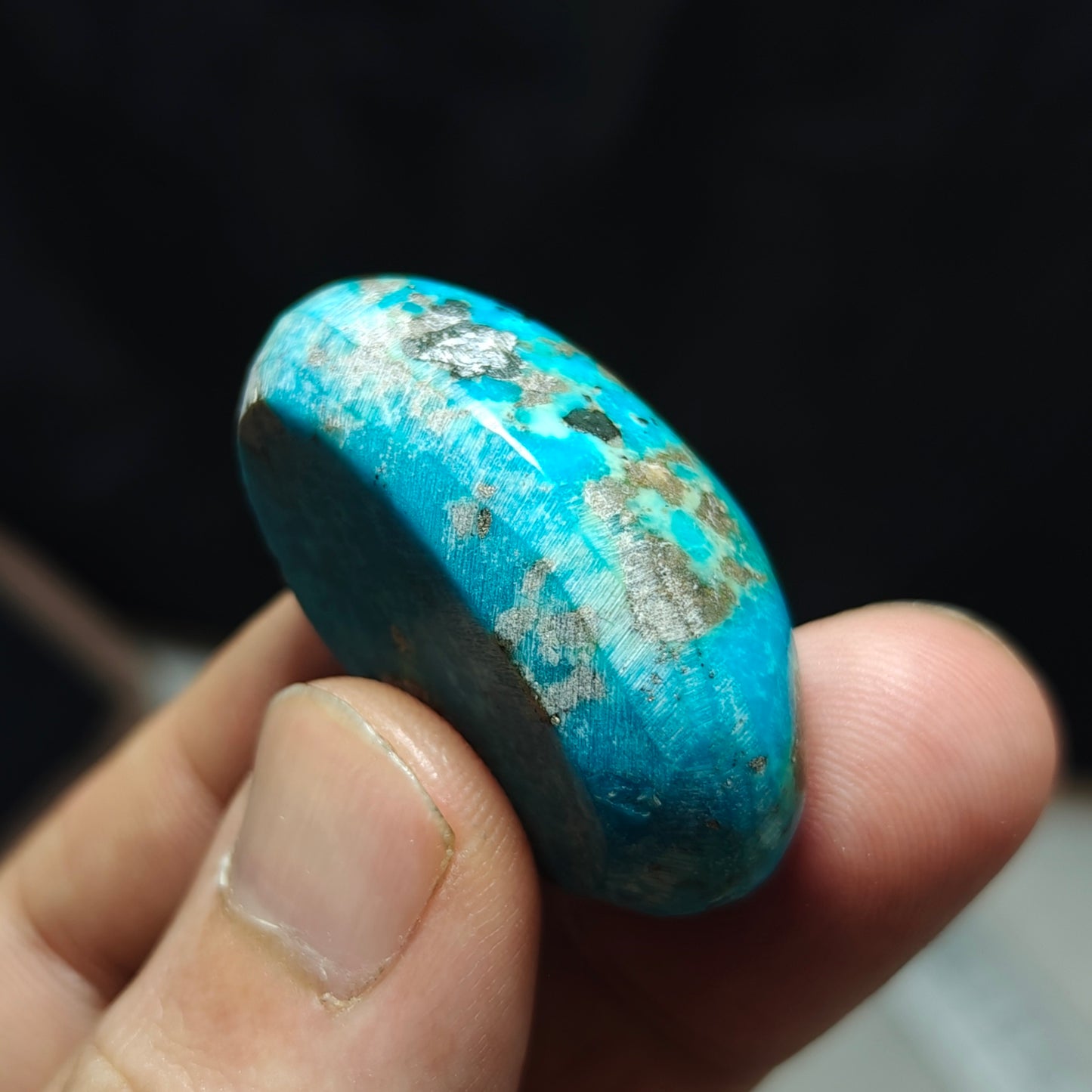 Single amazing natural turquoise cabochon with Pyrite 27.4 grams