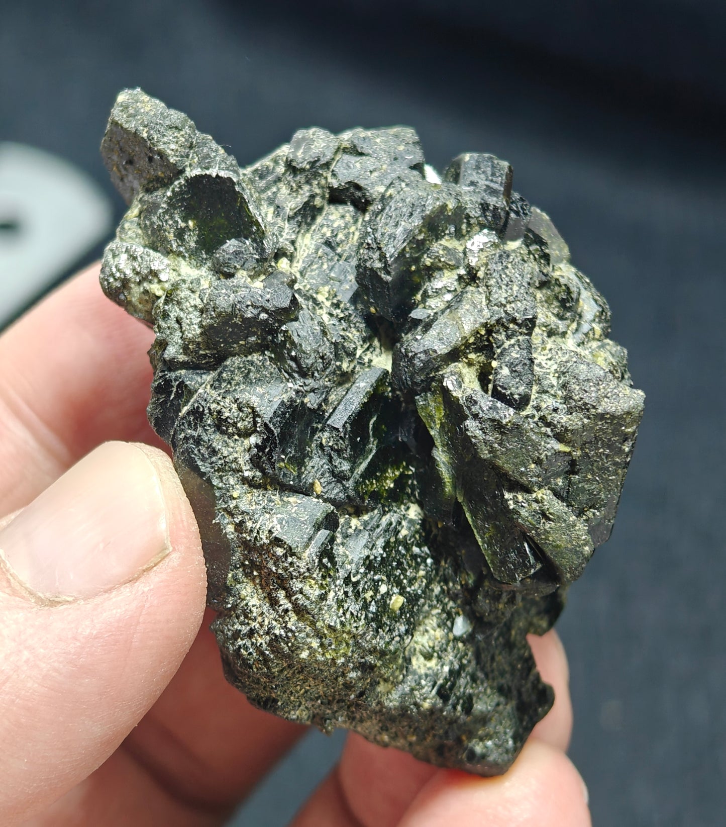 Natural dark green color epidote crystal 77 grams