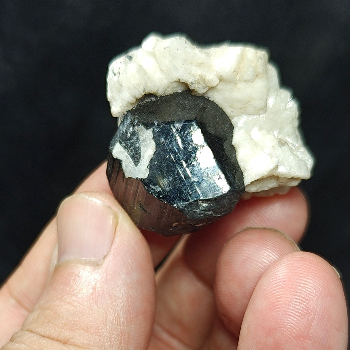 Natural Tourmaline crystal specimen with associated albite 29 grams