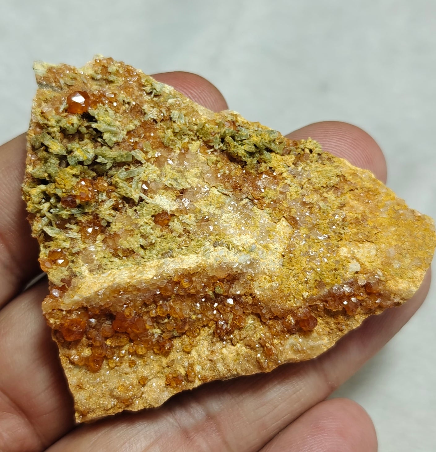 Natural Garnets variety hessonite on matrix 50 grams