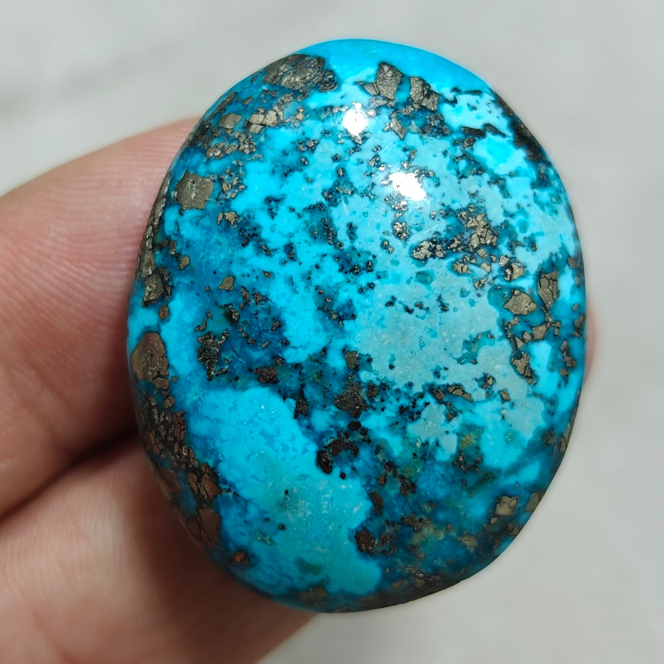 Single amazing natural turquoise cabochon with Pyrite 28.5 grams