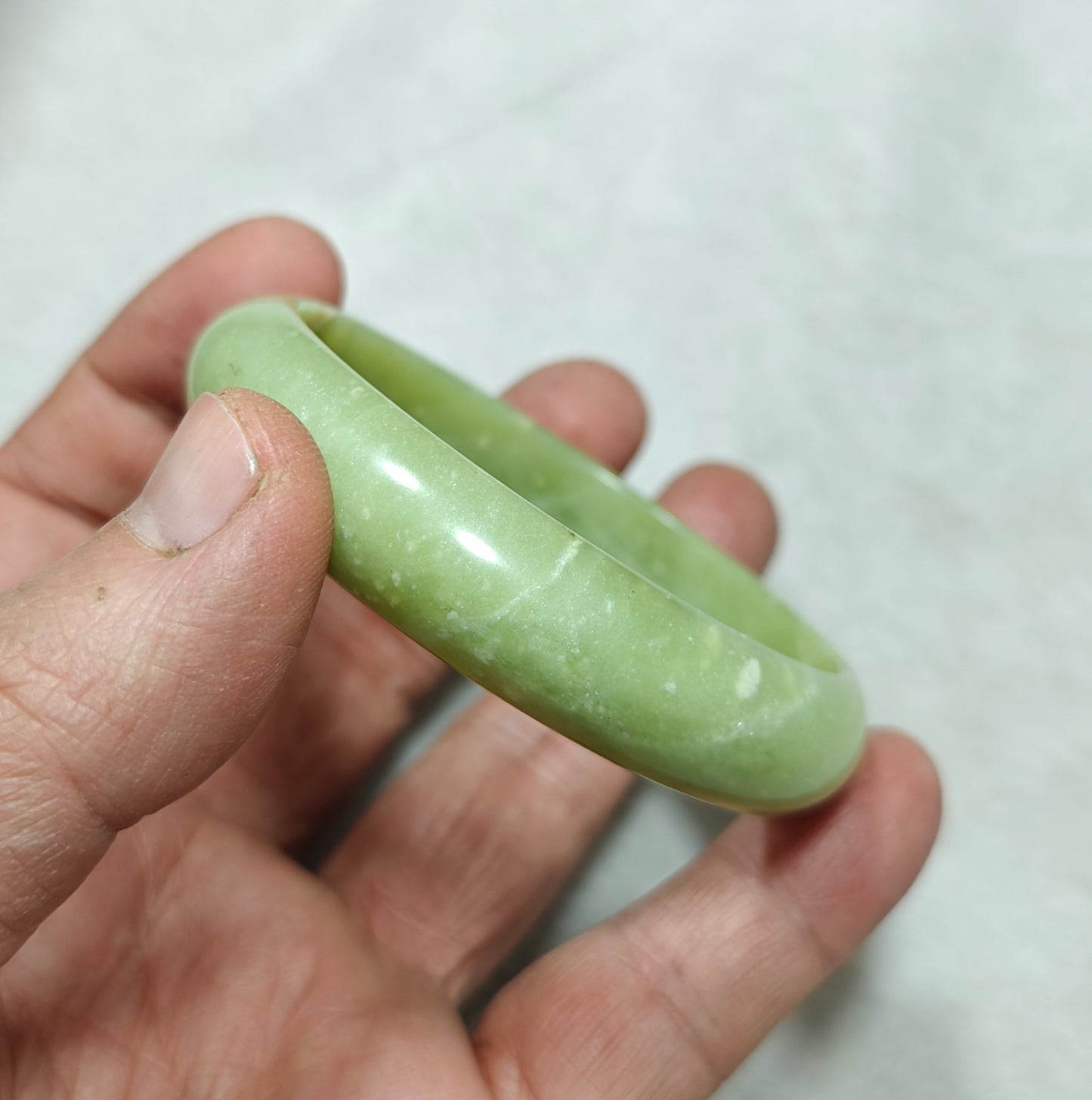 65 mm Size natural serpentine Bangle olive green color