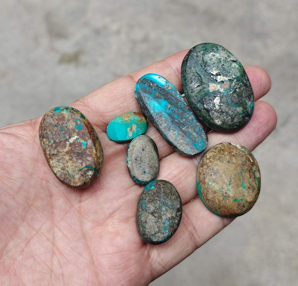 Natural stabilized turquoise cabochon collection 83 grams