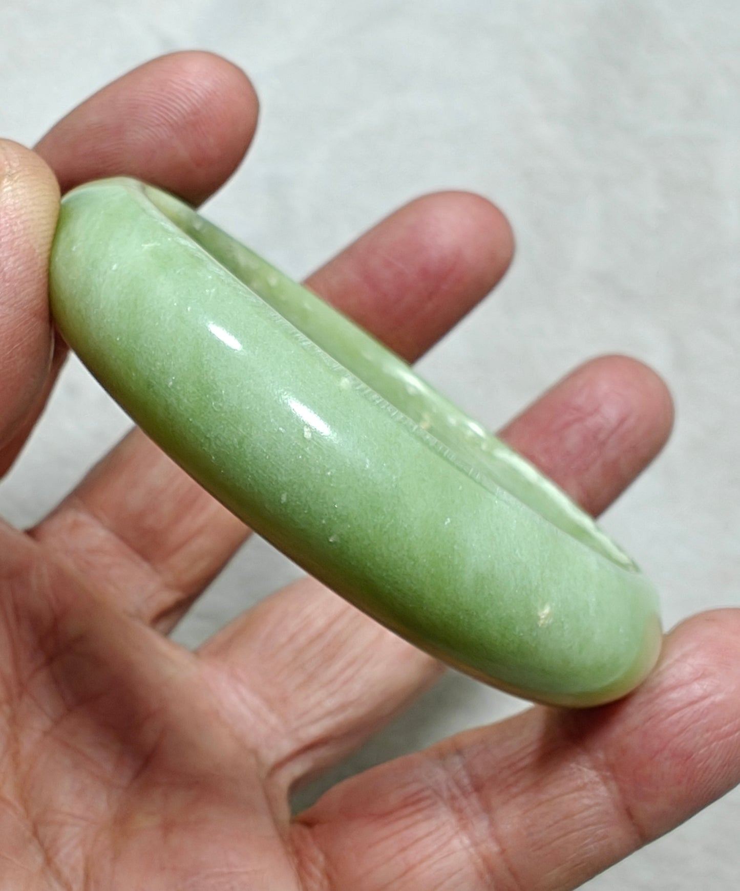 65 mm Size natural serpentine Bangle olive green color