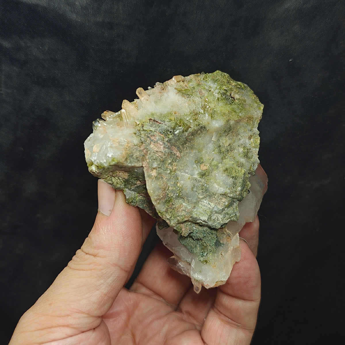 Natural Epidote Quartz cluster 157 grams