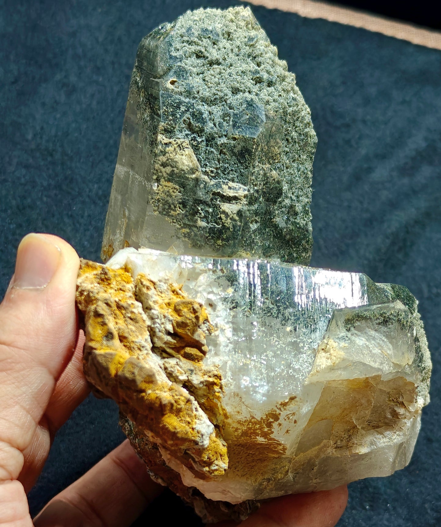 Natural etched Chlorite Quartz with siderite specimen 968 grams
