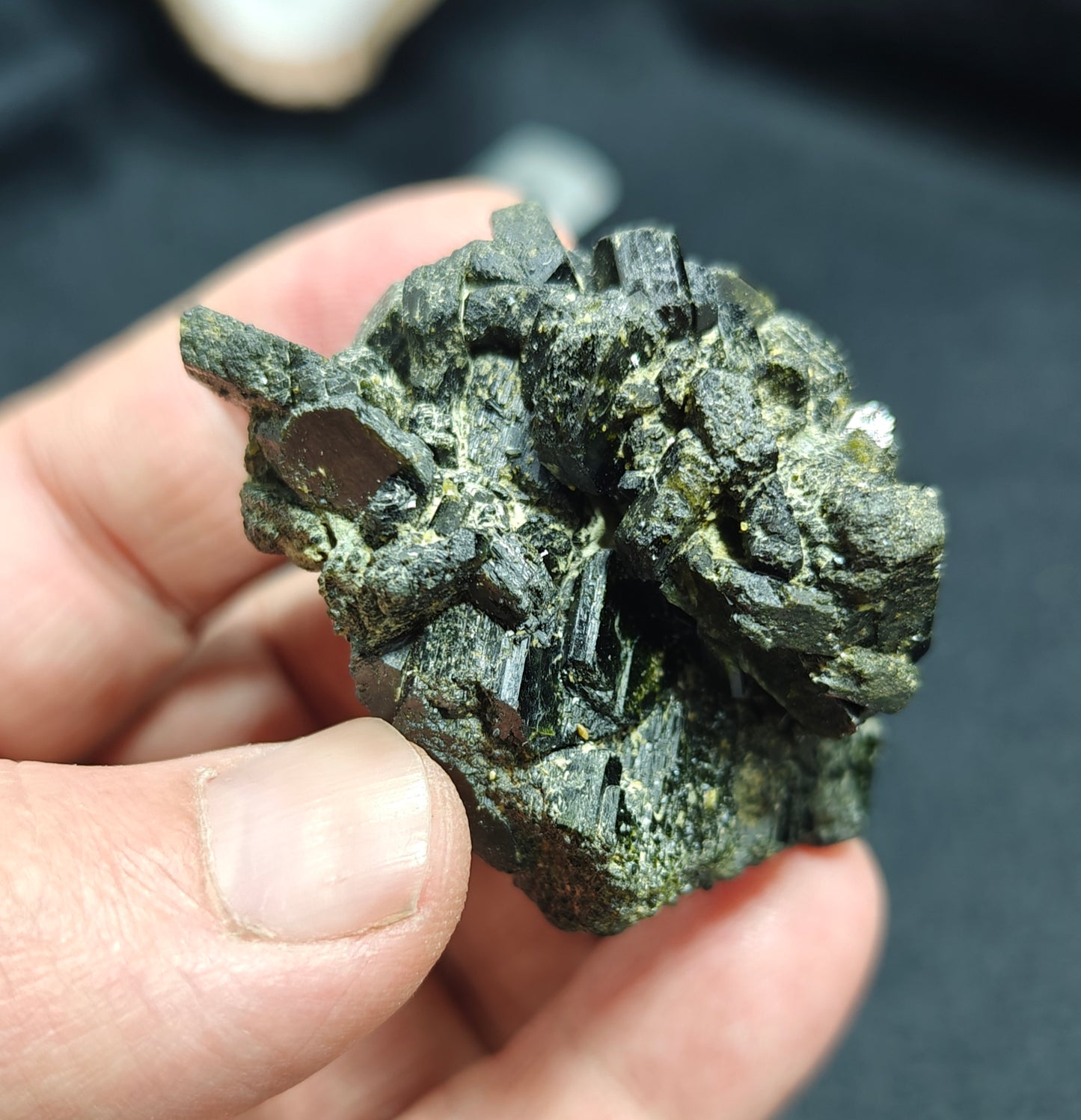 Natural dark green color epidote crystal 77 grams