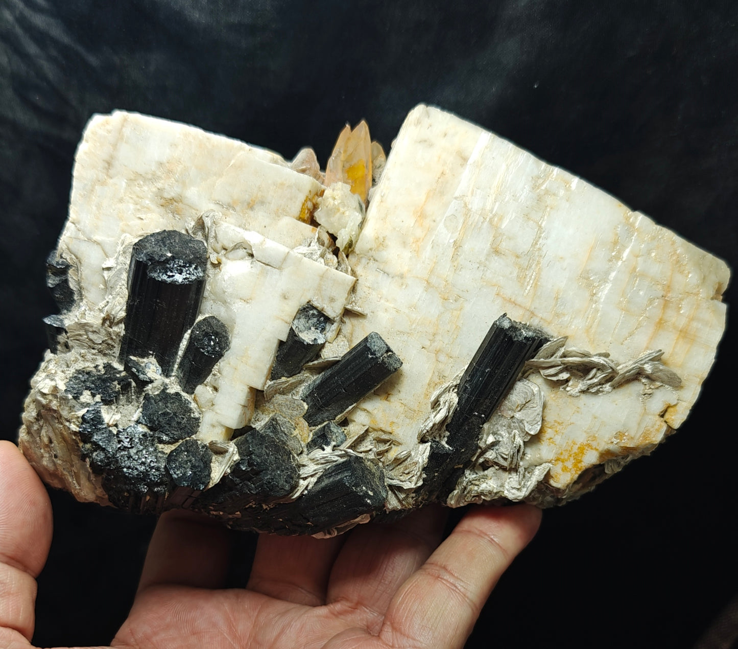 Beautiful Black Tourmaline Specimen with Albite and Quartz Crystals 1450 grams