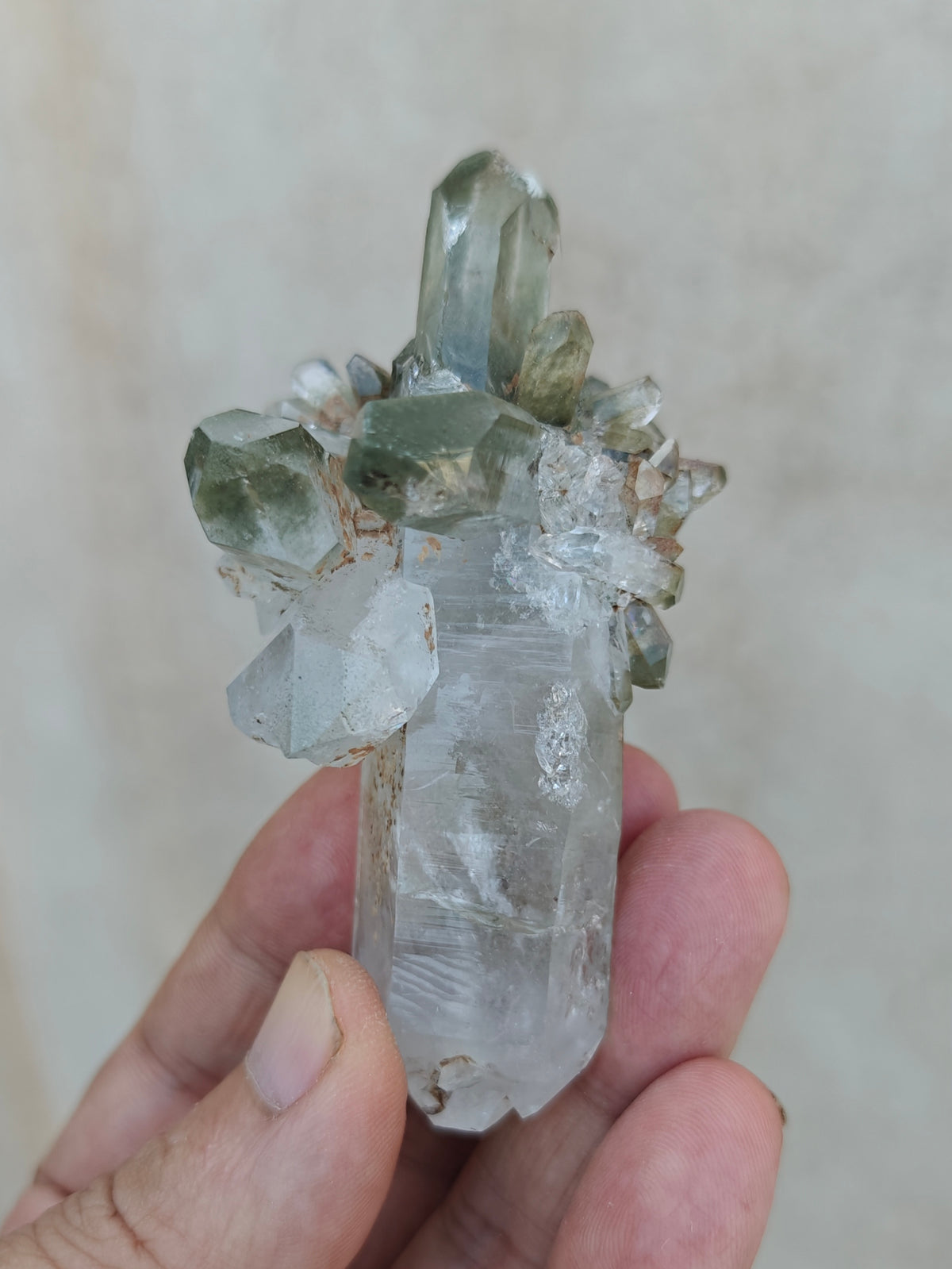 Natural Chlorite Quartz crystals cluster 104 grams