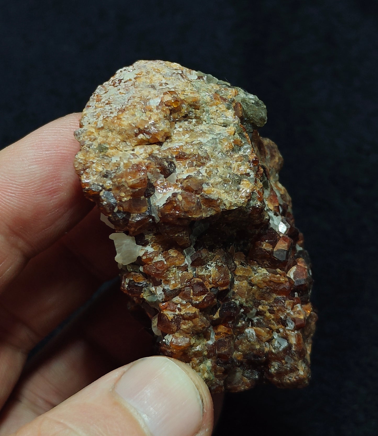 Double sided Hessonite Garnet clusters on matrix 164 grams