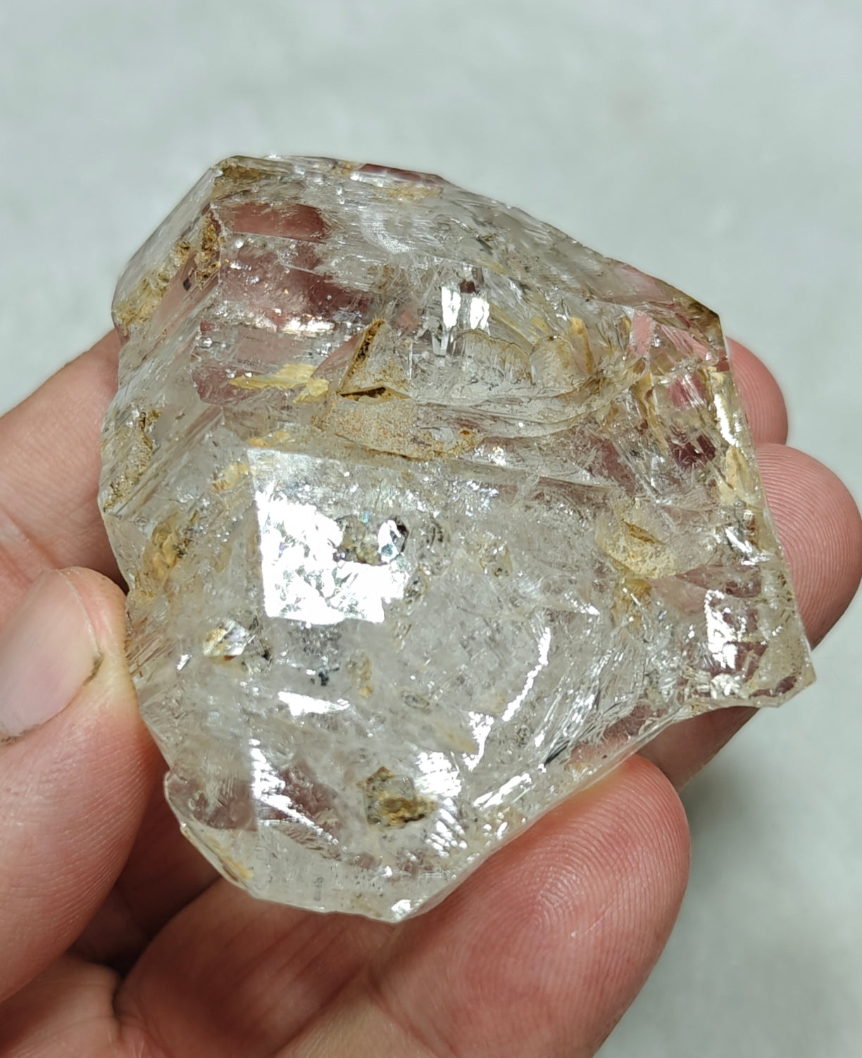 Beautiful double terminated Fenster Skeletal Quartz crystal with clay filling 94 grams