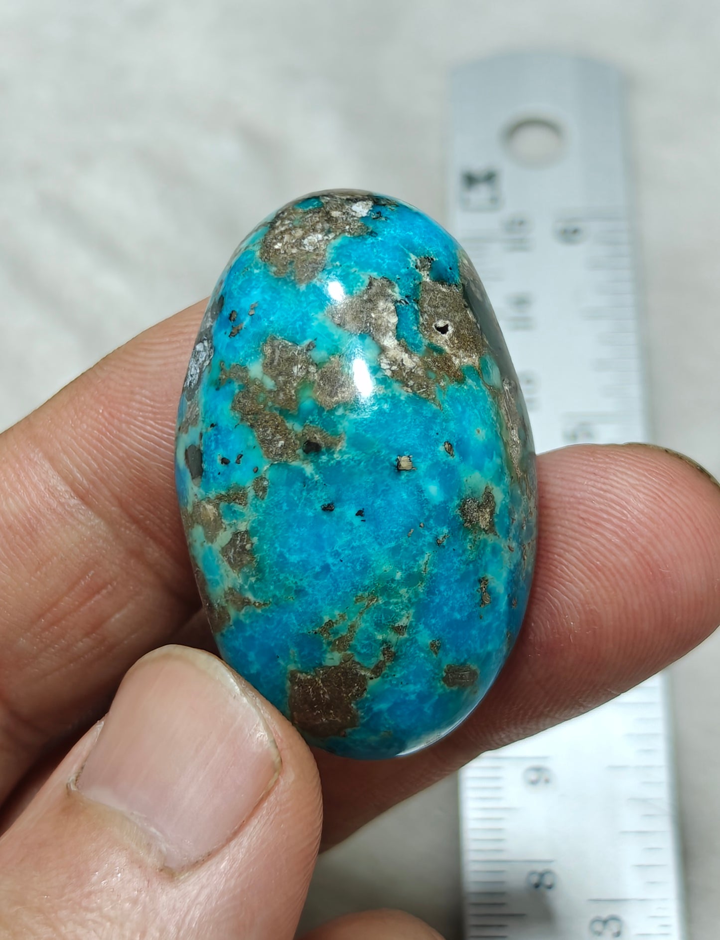 Single amazing natural turquoise cabochon with Pyrite 27.4 grams
