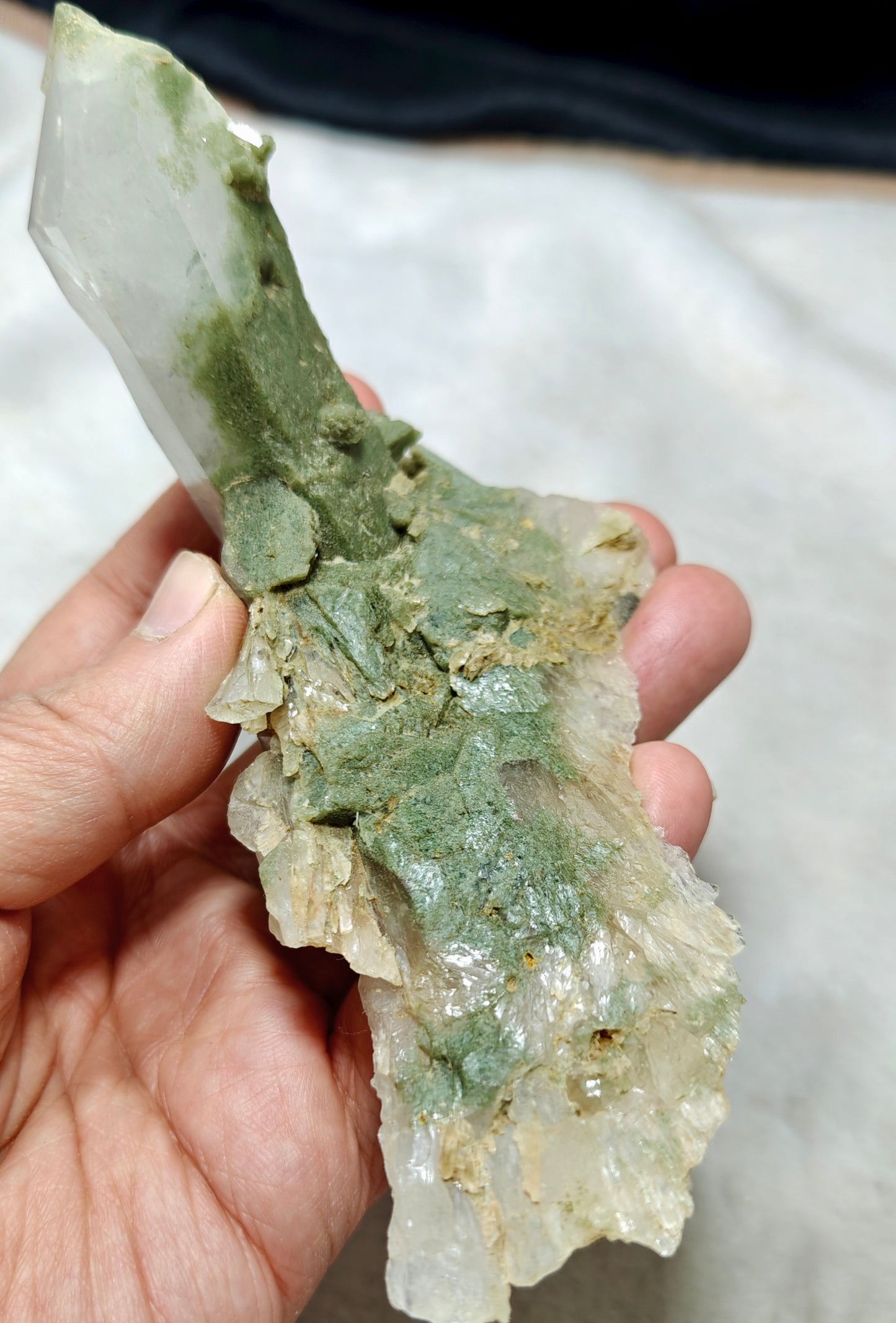 An Aesthetic Natural Specimen of beautifully terminated Chlorite Quartz Crystal 168 grams