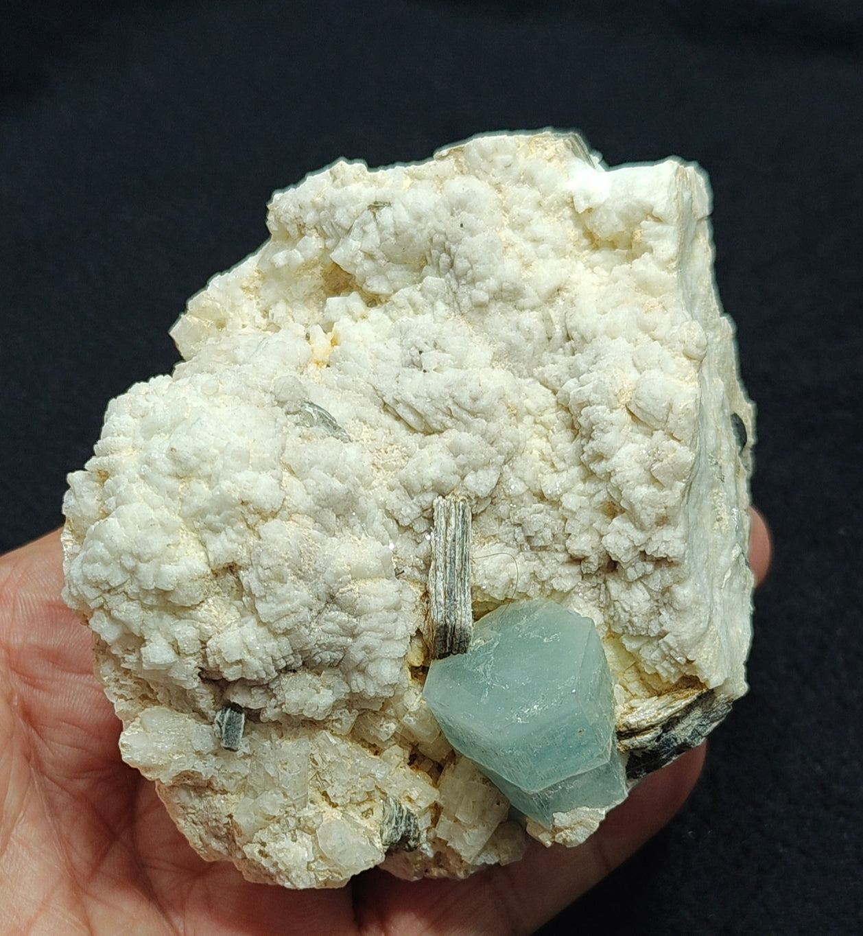 Afghanistan Aquamarine Crystal on matrix with albite 500 grams