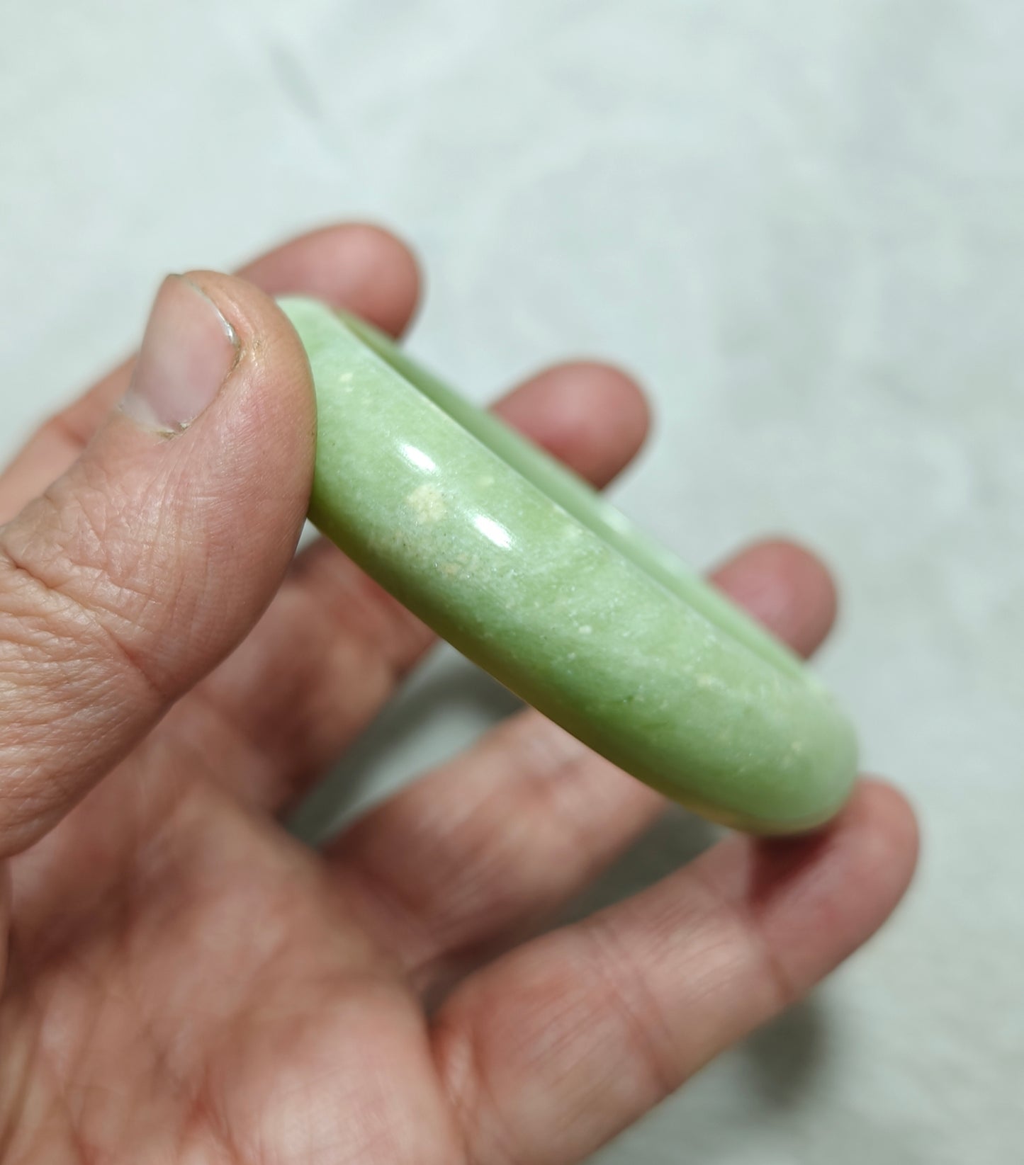 65 mm Size natural serpentine Bangle olive green color