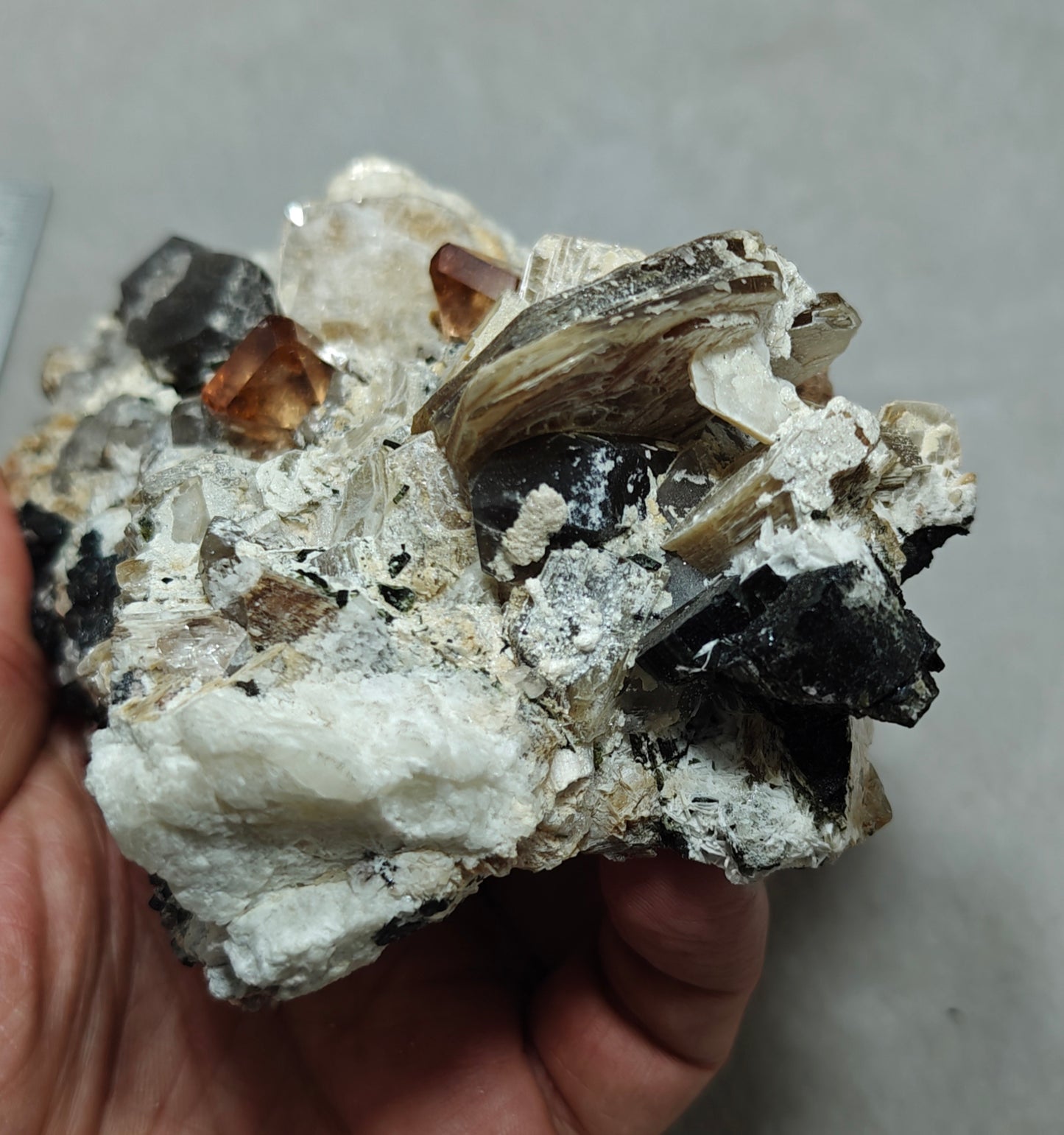 peach color Topaz crystals on matrix 686 grams